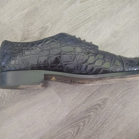 Zelli Men's Crocodile Leather Shoes - BLACK 12M - Picture 10 of 12